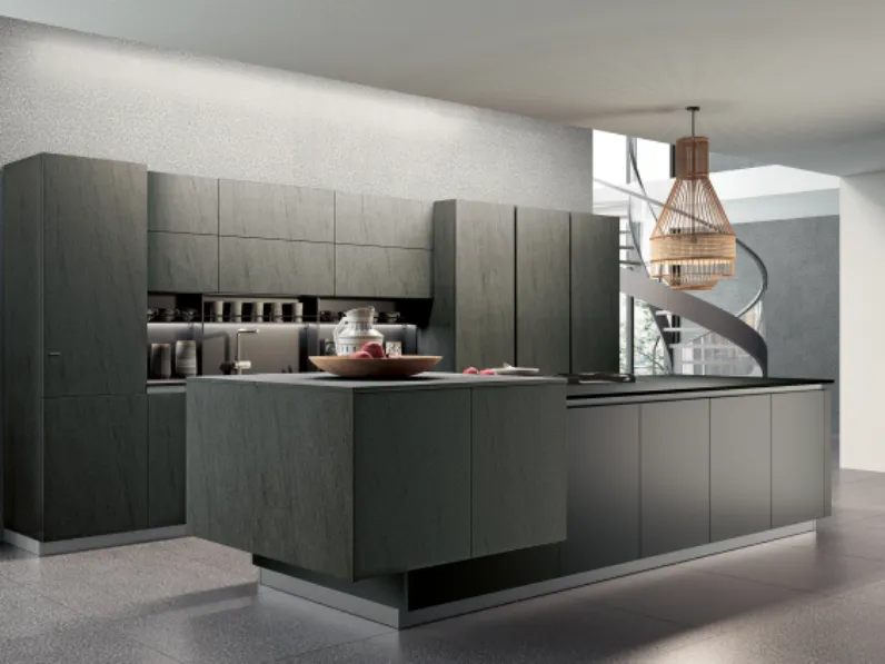 Cucina Colombini casa moderna ad isola grigio in legno Eleganza