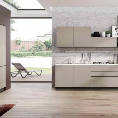 Cucina tortora moderna lineare Emily 06 Evo cucine in Offerta Outlet