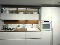 Cucina con isola in laminato materico grigia Formalia a prezzo ribassato