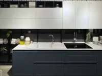 Cucina Mobilturi moderna lineare blu in polimerico opaco Gaia pet