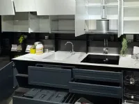 Cucina Mobilturi moderna lineare blu in polimerico opaco Gaia pet