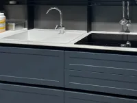Cucina Mobilturi moderna lineare blu in polimerico opaco Gaia pet