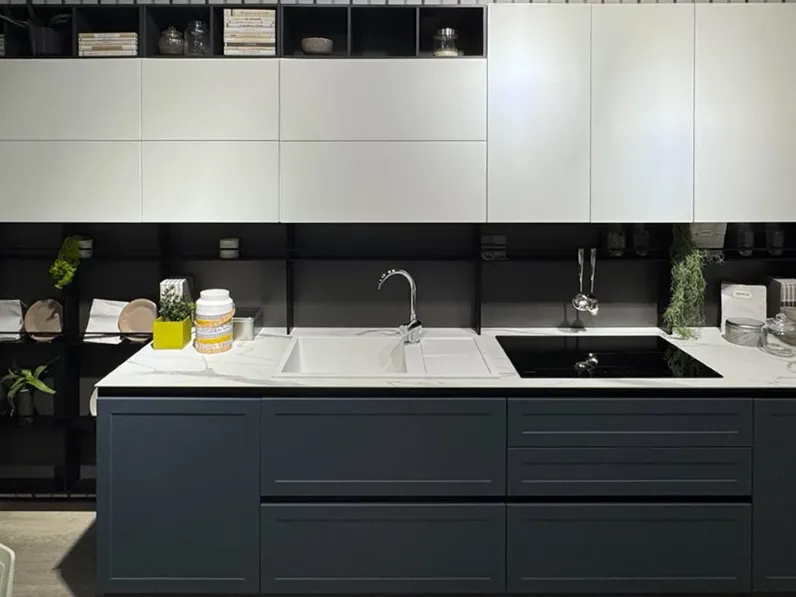 Cucina Mobilturi moderna lineare blu in polimerico opaco Gaia pet