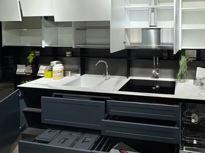 Cucina Mobilturi moderna lineare blu in polimerico opaco Gaia pet