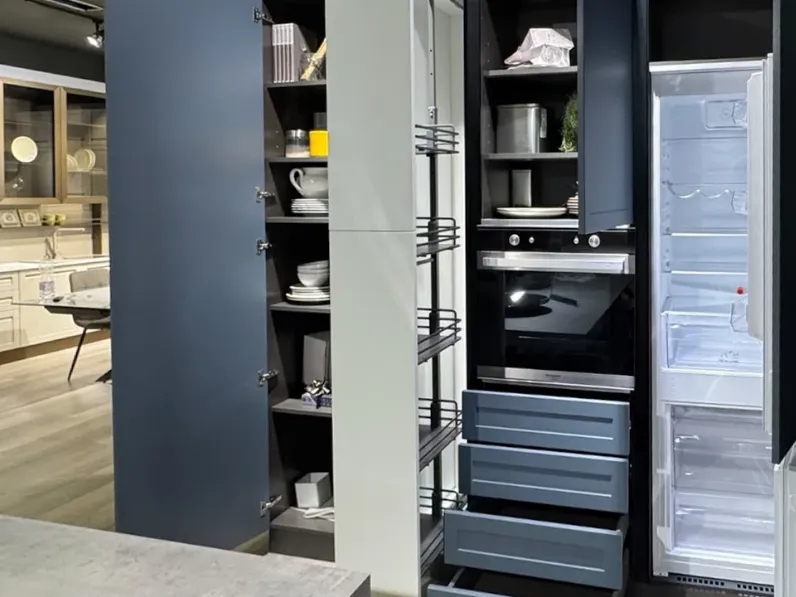 Cucina Mobilturi moderna lineare blu in polimerico opaco Gaia pet
