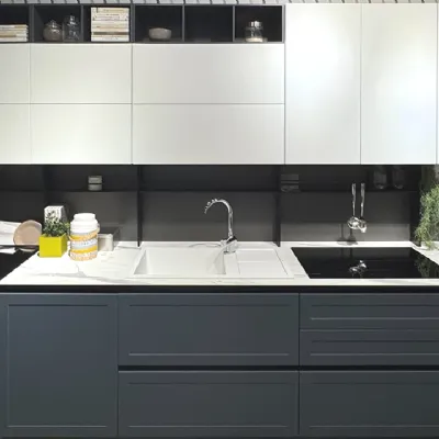 Cucina Mobilturi moderna lineare blu in polimerico opaco Gaia pet