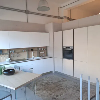 Cucina Stosa moderna ad angolo bianca in laminato materico Infinity