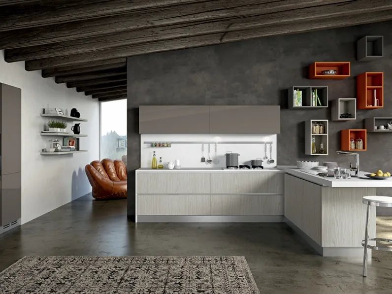 Cucina modello Line Arredo3 con penisola Su Misura personalizzabile scontata del 40%