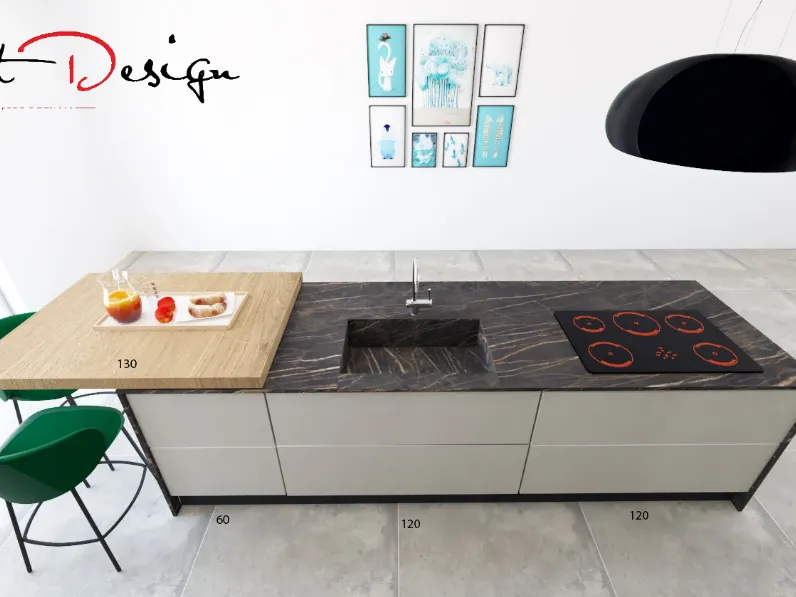 Cucina con isola design grigia Astra Line  a soli 8600€