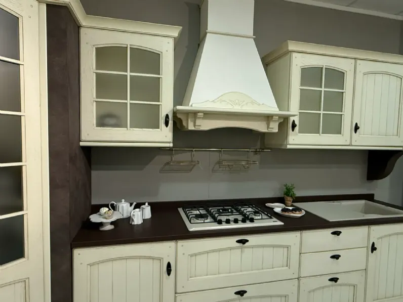 Cucina Arrex country ad angolo bianca in legno Morgana