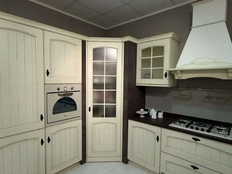 Cucina Arrex country ad angolo bianca in legno Morgana