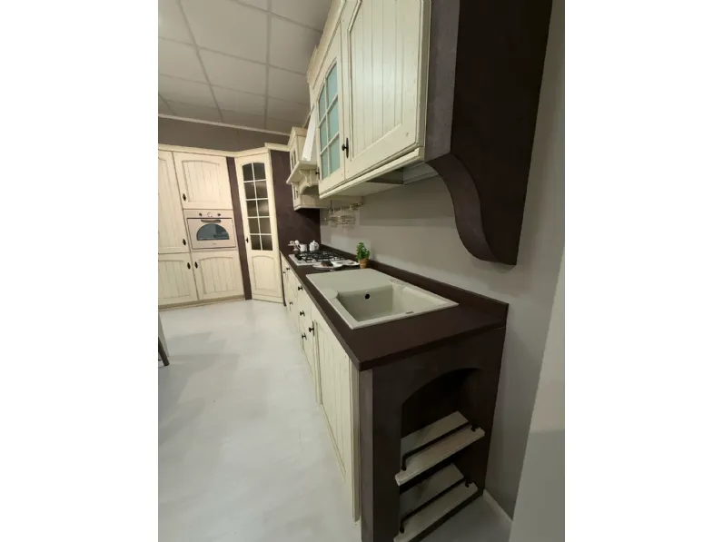 Cucina Arrex country ad angolo bianca in legno Morgana