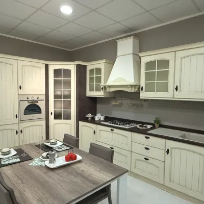 Cucina Arrex country ad angolo bianca in legno Morgana