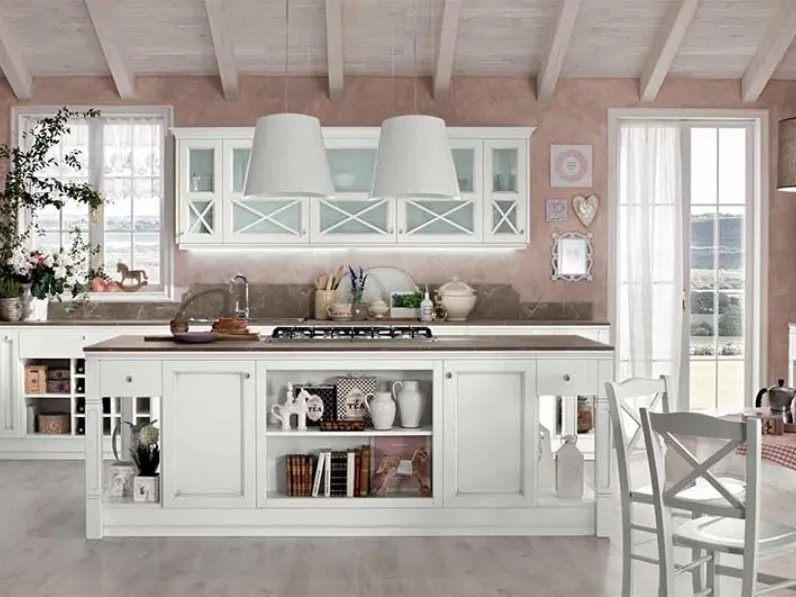Cucina Colombini casa country lineare bianca in laccato opaco Sinfonia
