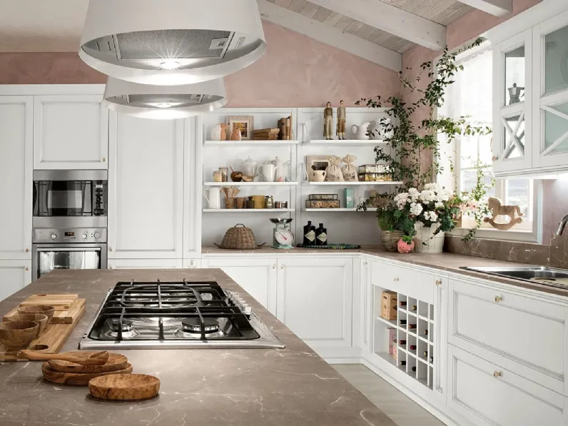 Cucina Colombini casa country lineare bianca in laccato opaco Sinfonia