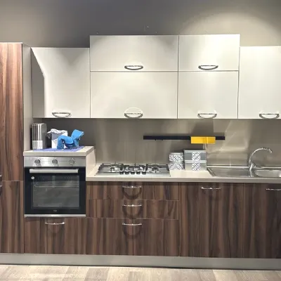 Cucina Net cucine moderna lineare noce in melaminico Smart