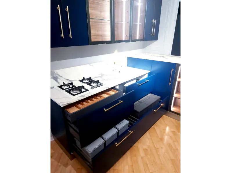 Cucina blu moderna ad angolo Collezione esclusiva Moderna outlet  a soli 4000