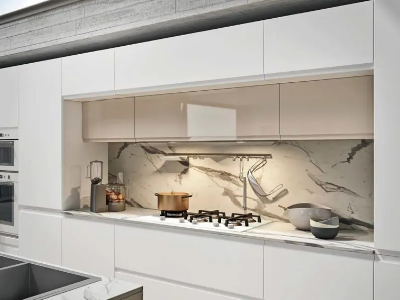 Cucina bianca moderna con isola Cucina white minimal design con isola  Collezione esclusiva in offerta