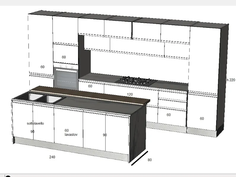 Cucina bianca moderna con isola Cucina white minimal design con isola  Collezione esclusiva in offerta