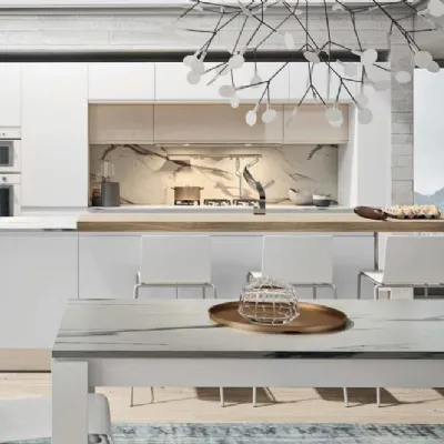 Cucina moderna ad isola Nuovi mondi cucine Cucina white minimal design con isola  a prezzo ribassato