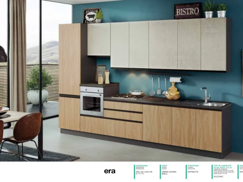 Cucina Net: moderna, lineare, laminato opaco, Era Poker 320lt.