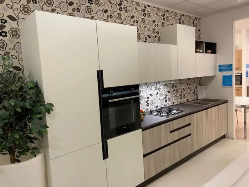Cucina moderna bianca Arrex lineare Lab scontata