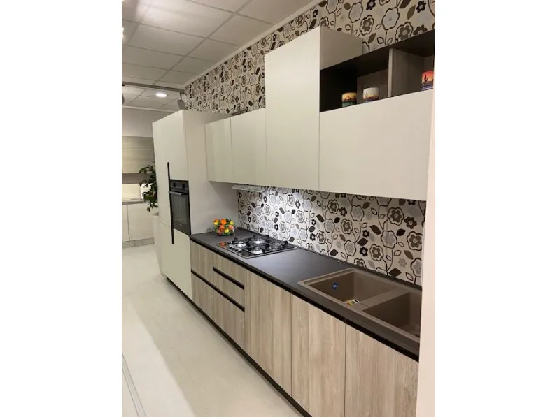 Cucina moderna bianca Arrex lineare Lab scontata