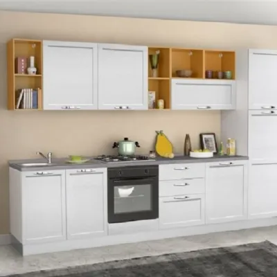 Cucina moderna bianca Mobilturi cucine lineare Cucina mod.beverly con ante-telaio di mobilturi scontata del 40% in offerta