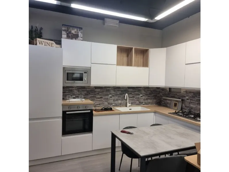 Cucina Net cucine moderna ad angolo bianca in laminato materico New kelly white