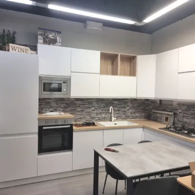 Cucina Net cucine moderna ad angolo bianca in laminato materico New kelly white
