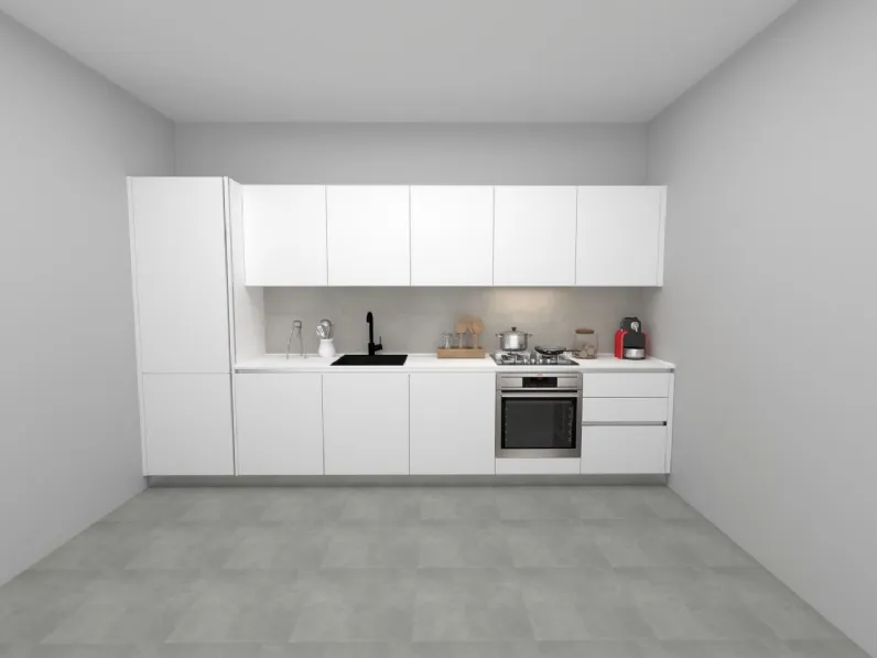 Cucina moderna bianca Stosa lineare Art bianco soft a soli 6200