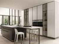 Cucina con isola in vetro bianca Ri flex 01 a prezzo ribassato