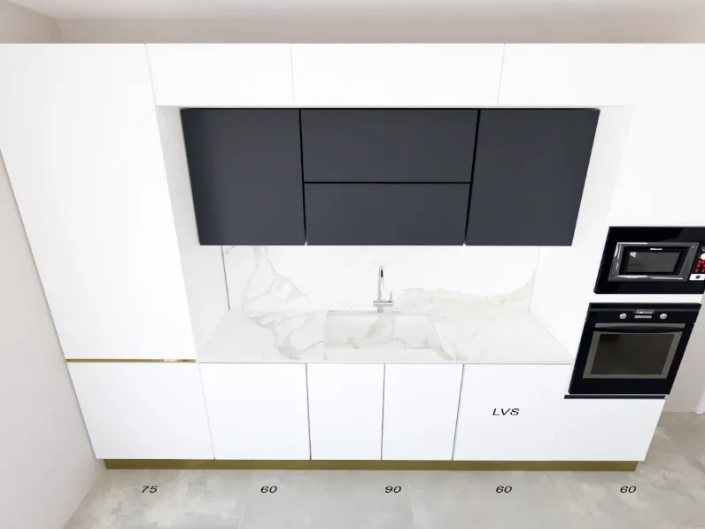 Cucina Sp22 moderna bianca Astra con isola scontata 55%