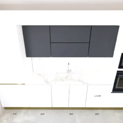 Cucina Sp22 moderna bianca Astra con isola scontata 55%