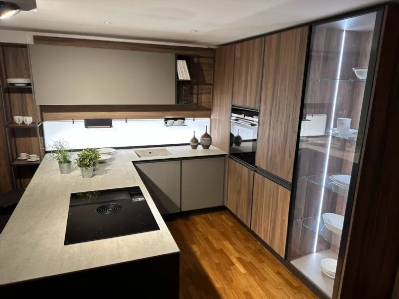 Cucina Kronos moderna noce Arredo3 con penisola scontata 65%