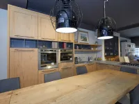 Cucina Artigianale moderna con penisola rovere chiaro in legno Comp 3 telaio rovere