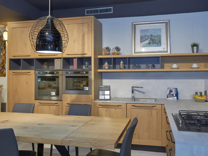Cucina rovere chiaro moderna con penisola Artigianale Comp 3 telaio rovere a soli 9200 Euro