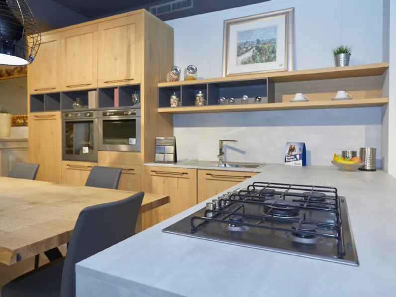 Cucina rovere chiaro moderna con penisola Artigianale Comp 3 telaio rovere a soli 9200 Euro