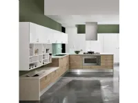 cucina con penisola moderna essenza rovere e white opaco in offerta convenienza