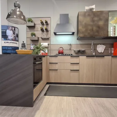 Cucina rovere chiaro moderna con penisola Scavolini Mia a soli 10900€