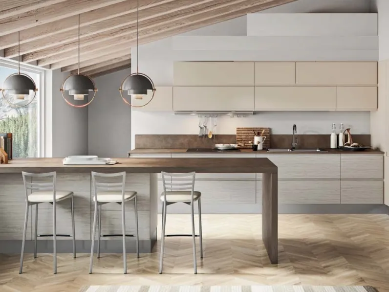 Cucina moderna con penisola Nuovi mondi cucine  minimal gola integrata a prezzo ribassato