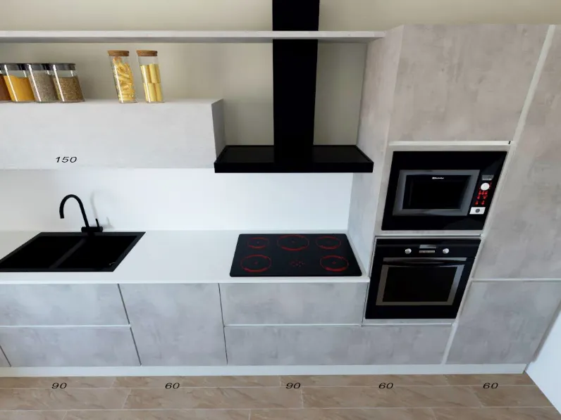 Cucina Sp22 moderna grigia Astra lineare scontata 55%