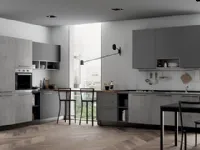 Cucina moderna grigio Primacucine lineare Domino grafite e cementho in offerta