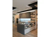 Cucina moderna grigio Veneta cucine con penisola Modello lounge in Offerta Outlet