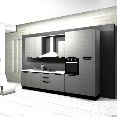 Cucina moderna lineare Aran cucine Cucina componibile mod.marylin in laminato effetto legno scontata del 40% a prezzo ribassato