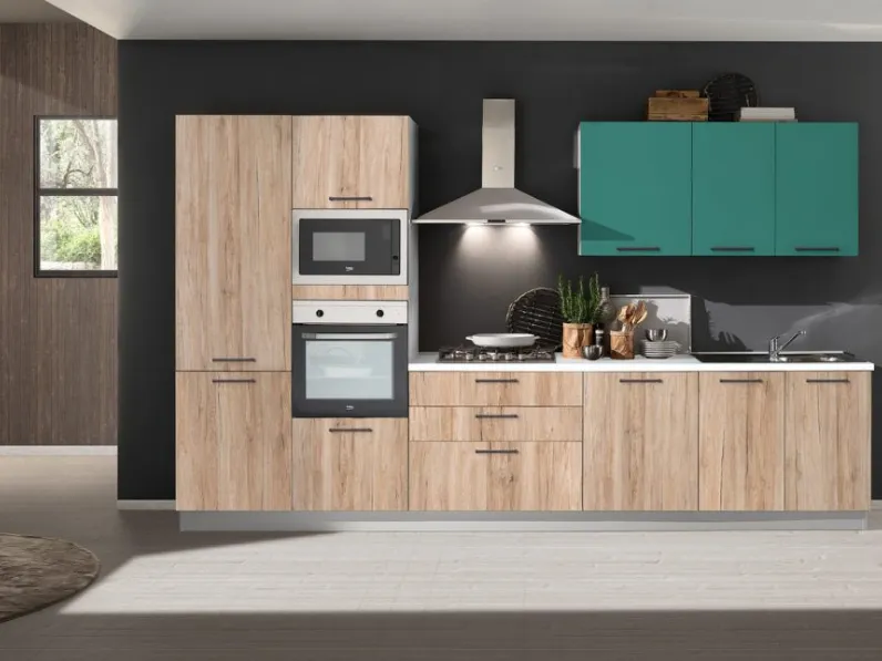 Cucina lineare moderna Cucina cloe cm 360 h 216 Artigianale a prezzo ribassato