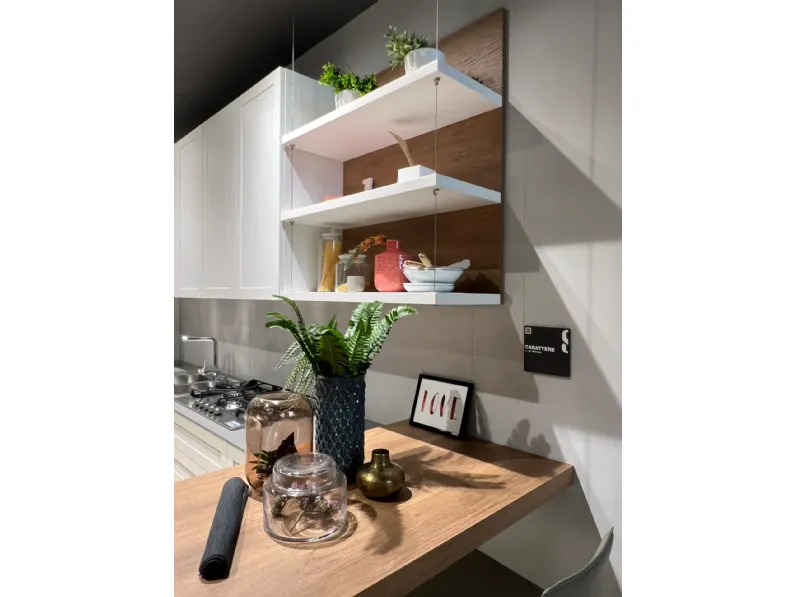 Cucina lineare in laccata opaco bianca Carattere a prezzo scontato