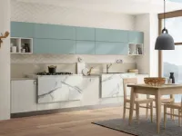 Vendita cucina Febal moderna lineare azzurra in legno.