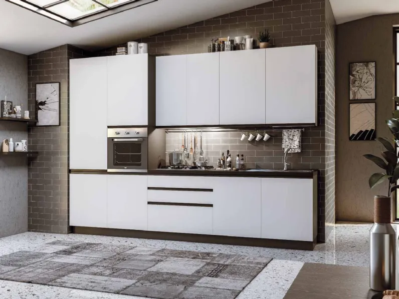 Cucina bianca moderna lineare Gianna t Md work a soli 3966