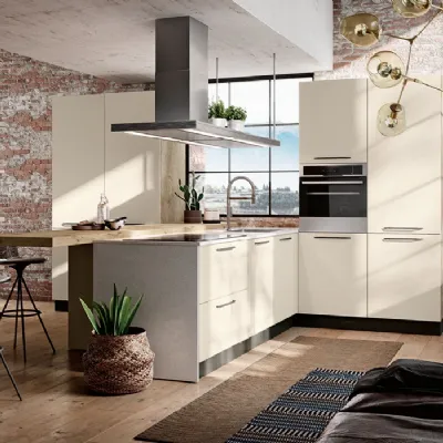 Cucina moderna lineare Imab group Modello capri bianca e rovere a prezzo ribassato